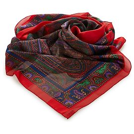 Yves Saint Laurent YSL Bufanda de seda estampada roja Roja Multicolor