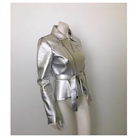 Dsquared2-Leather biker jacket-Metallic