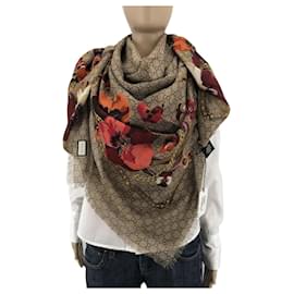 Gucci-gucci bloom scarf new-Red,Beige