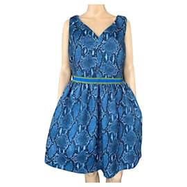 Robe mini bleue à imprimé serpent Pinko Bleu