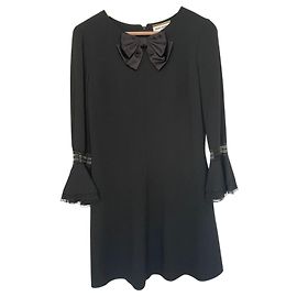 Saint Laurent Schwarzes Viscose Kleid mit Schleife Schwarz