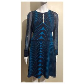 Diane Von Furstenberg Vestido de seda dvF glenna Azul marinho Turquesa