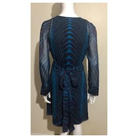 Diane Von Furstenberg-DvF Glenna silk dress-Navy blue,Turquoise