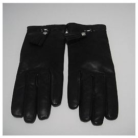 Luvas Lancel Premier Flirt O Clássico de couro e caxemira preto Preto