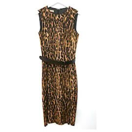 Michael Kors-Michael Kors Leopard Print Belted Dress-Brown
