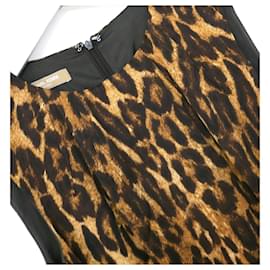 Michael Kors-Michael Kors Leopard Print Belted Dress-Brown