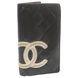 Chanel-CHANEL Matelasse Cambon Line Long Wallet Black Pink CC Auth 24862-Black,Pink