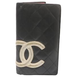 Chanel-CHANEL Matelasse Cambon Line Long Wallet Black Pink CC Auth 24862-Black,Pink