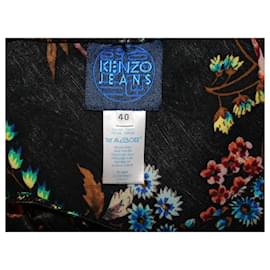 Kenzo-SELTENE KENZO JEANS A-LINIE ROCK MIT BLUMENDRUCK-Mehrfarben 
