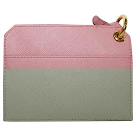 Prada-Pink Saffiano Lux Banana Charm Keychain and Card Holder-Pink