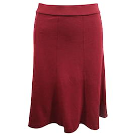 Autre Marque-Dark Red Woolen Skirt-Red