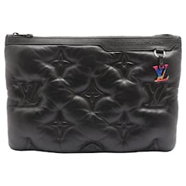 Louis Vuitton-Puffer en cuir matelassé noir Virgil Abloh A4 Pochette Pochette-Autre