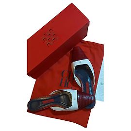 Mules em pele Carolina Herrera Branco Vermelho