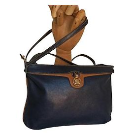 Céline Bolsa de ombro Celine Paris Bege Azul escuro