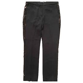 Victoria Beckham Black Sequin Straight Pants Black