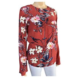 Top a maniche lunghe Gestuz Mary stampa floreale rosso scuro Bordò