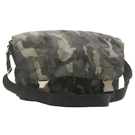Prada-PRADA Shoulder Bag Camouflage Nylon Gray Auth ar4613-Grey