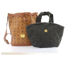 MCM-MCM Hand Bag Shoulder Bag 2Set PVC Leather Black Brown Auth ar4492-Brown,Black
