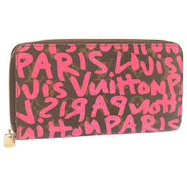 Louis Vuitton-Carteira LOUIS VUITTON Monograma Graffiti Zippy Rosa M93710 LV Auth ar4814-Rosa,Outro