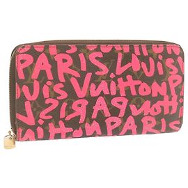 LOUIS VUITTON Monogram Graffiti Zippy Wallet Pink M93710 LV Auth ar4814 Pink Other