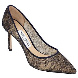 Jimmy Choo Romy Pumps aus dunkelblauer Spitze Blau