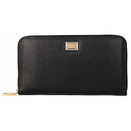 Portafoglio Dolce & Gabbana Continental in pelle di vitello con logo DG con strass Nero