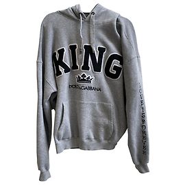 Sweat à capuche Dolce & Gabbana King Patch Gris