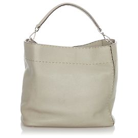Fendi Gray Selleria Leather Satchel Grey