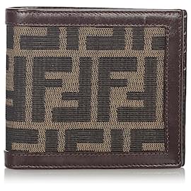 Fendi-Fendi Brown Zucca Canvas Small Wallet-Brown