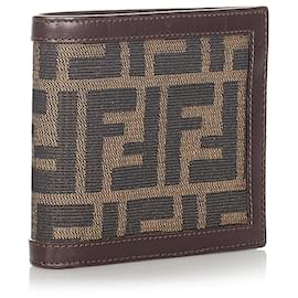Fendi-Fendi Brown Zucca Canvas Small Wallet-Brown