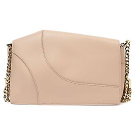ELIE SAAB SACOLA DE OMBRO EM COURO NU COM ABA Bege