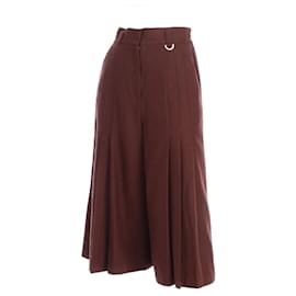 Christian Dior-Calças Culottes Christian Dior plissadas cintura alta-Castanha,Castanho escuro