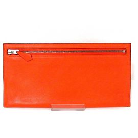 Hermès Bolsa plana de couro hermes Laranja