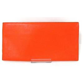 Hermès-Hermes Flat Leather  Pouch-Orange