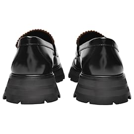 Alexander Mcqueen-Tomaia e Mocassini Ru in Pelle Nera-Nero