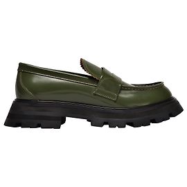 Alexander Mcqueen Obermaterial und Ru-Loafer aus Khaki-Leder Fleisch