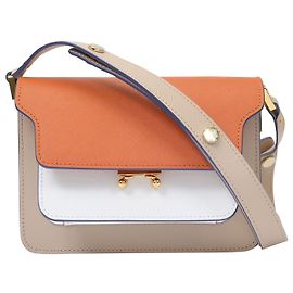Marni Mini mala em couro bege Carne