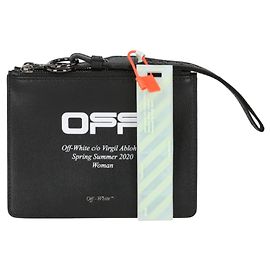 Off White Bolsa de couro com logotipo "OFF" Preto