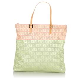Fendi-Fendi Pink Zucchino Canvas Tote Bag-Pink