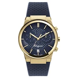 Salvatore Ferragamo-Ferragamo Sapphire Chrono Silicone Watch-Golden,Metallic