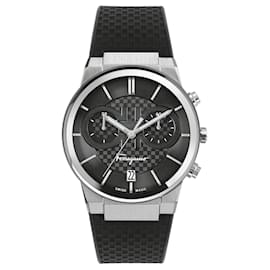 Salvatore Ferragamo-Ferragamo Sapphire Chrono Silicone Watch-Silvery,Metallic