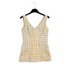 Chanel 93P TOP KORSETT BEIGE TWEED FR38 Beige