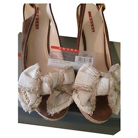 Prada Wedge Sandals Dark Brown Deerskin Dark brown