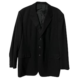 Prada-Prada Black Virgin Wool Single Breasted Blazer-Black