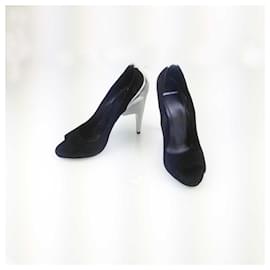 Pierre Hardy-Zapatos de tacón de aguja Pierre Hardy Twotone de ante negro y cuero plateado 41-Negro,Plata