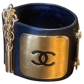 Bracelete Chanel Sublime couro preto e dourado Preto Dourado