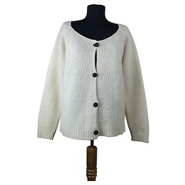 Autre Marque Rabens Saloner Strickjacke Weiß Wolle Alpaka Weiß
