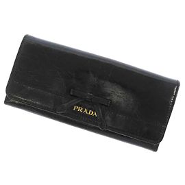 Cartera larga negra Vitello Shine de Prada Negro