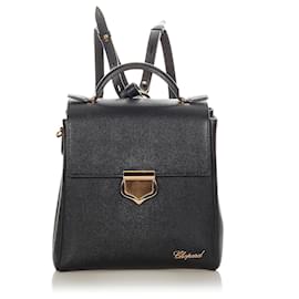 Chopard Black Leather Backpack Black