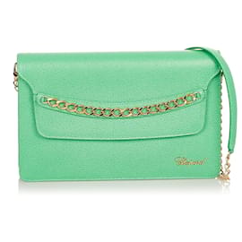 Bolsa de couro com corrente chopard verde Verde